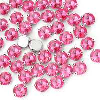 Strass en cristal Selina, forme ronde, à dos plat, type Rivoli, avec griffes de fixation pour la confection de bijoux, sacs, chapeaux et décoration intérieure