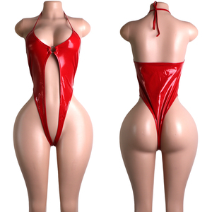 Body de Mujer, Estilo Exótico, Tanga de PVC con Tiras, Anillo en O, Brillante, Atuendo de Club, Ropa de Baile Sexy, Lencería de una Pieza, Diseño para Escenario y Festivales - Product Image 1