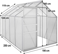Feuille pc de 4 pièces, en aluminium, pour abri de serre
