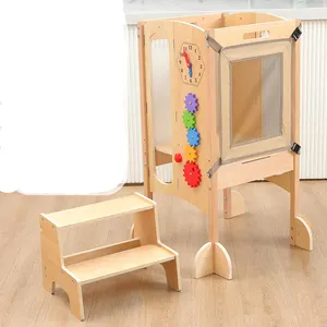 Складной детский кухонный стул с 2-ступенчатым табуретом