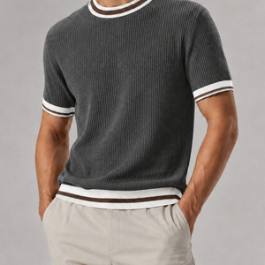 Nueva Camiseta de Punto de Manga Corta para Hombre, Verano, Poliéster Sólido, Ecológica, Transpirable, Casual, Lisa, Corte Ajustado, Cuello Redondo - Product Image 2