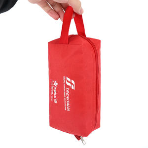 Tas Kosmetik Ramah Lingkungan Grosir Custom, Dapat Digunakan Kembali, Berbahan Kain Oxford Abu-abu Daur Ulang dengan Pola Titik dan Logo Custom - Product Image 4