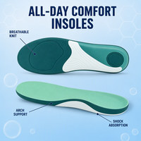 Semelles ergonomiques avec soutien de la voûte plantaire, talonnette moulée, respirantes, en mousse tricotée, absorbant les chocs, pour la marche et la course