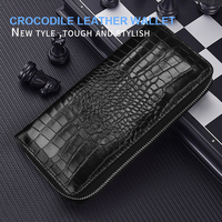 Casing ritsleting tas tangan dompet tas tangan 2024 pria kulit sapi asli lapisan atas kulit sapi hadiah mewah untuk pria kanvas panjang
