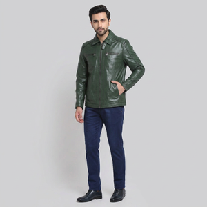 Best Style Street Wear Good Quality Men's Vintage Style Leather Jacket New Arrival Waterproof Breathable 320g Fabric <b>Weight</b> - Product Image 1
