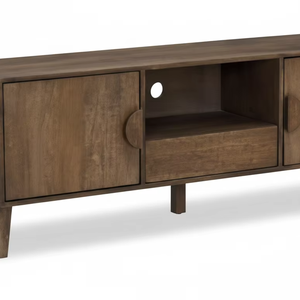 2 Door & 1 Drawer TVC with plain doors and round handles Luxury Antique Traditional Solid Wood Handmade - Product Image 1