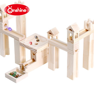 Onshine <b>Wooden</b> Marble Run <b>Building</b> <b>Blocks</b> 60Pcs Smooth Edge For Kids 3+ Years Old Unisex Toy - Product Image 4