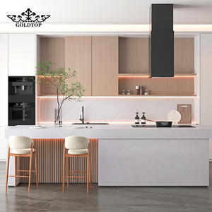 Dalles de quartz brun ondulé 5061 en pierre artificielle polie Goldtop, taille personnalisée OEM, pour intérieur d'appartement - Product Image 5