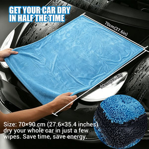 <span class=keywords><strong>Serviette</strong></span> de nettoyage pour voiture <span class=keywords><strong>BMW</strong></span> en microfibre 1400 g/m², 60*90 cm, 70*90 cm, couleur bleue, super absorbante, sans peluches, lavable en machine - Product Image 5
