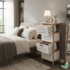 <span class=keywords><strong>Cajonera</strong></span> de Almacenamiento de 4 Cajones con Ventilación <span class=keywords><strong>y</strong></span> Cajones Extraíbles, Mueble Organizador Estrecho Independiente para Baño, Entrada o Dormitorio - Product Image 4