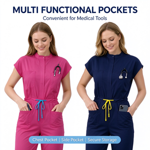 Combinaisons médicales chirurgicales pour femmes, extensibles dans 4 directions, avec poches, en spandex doux, ensemble uniforme d'infirmière, hôpital, dentisterie, <span class=keywords><strong>s</strong></span>échage rapide, OEM - Product Image 5