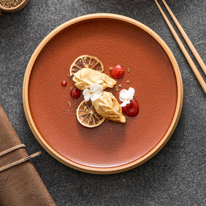 Plato Plano Rústico de Cerámica Color Terracota Marrón, Plato de Barro Rojo, Vajilla de Cerámica Estilo Chino, Plato para Servir la Cena - Product Image 5
