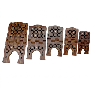 Soporte para Libros Sagrados de Madera Pulida Hecho a Mano Tradicional, Tallado con Incrustaciones de Latón en Forma de Estrella, Estilo Antiguo, Corán, Ecológico, Multifuncional - Product Image 1