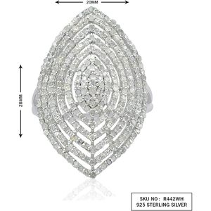 Sterling Silver Diamond Cocktail <b>Ring</b> 1.17 Cttw Round Brilliant Geometric <b>Dome</b> Women's Party Jewelry - Product Image 2