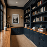 Système de meubles intégrés pour bureau à domicile sur mesure, bibliothèque intégrée, étagère murale avec comptoir en bois