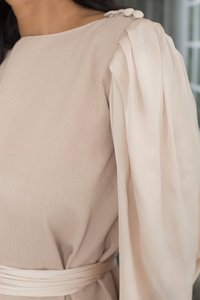 Modesto Casual girocollo a <span class=keywords><strong>tre</strong></span> <span class=keywords><strong>quarti</strong></span> <span class=keywords><strong>maniche</strong></span> in cotone e lino Maxi <span class=keywords><strong>abito</strong></span> <span class=keywords><strong>lungo</strong></span> musulmano <span class=keywords><strong>abito</strong></span> con cintura da donna - Product Image 2