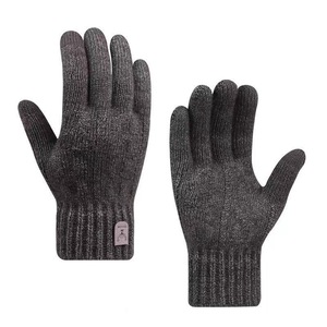 Guantes Cálidos con Pantalla Táctil, Forrados de Lana, Tejidos Gruesos, Guantes de Ciclismo de Cinco Dedos para Hombre, de Lana de Alpaca - Product Image 5
