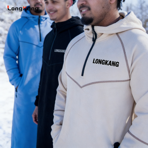 เสื้อฮู้ดดี้<span class=keywords><strong>ผู้ชาย</strong></span>มุสลิมสำหรับฤดูหนาวแบบมีซิปยาวครึ่งตัว ผ้าฟลีซเทคโนโลยีหนานุ่มพิเศษ สวมใส่สบาย เหมาะสำหรับกิจกรรมกลางแจ้ง สไตล์สตรีทแวร์ - Product Image 1