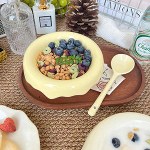 IHome-Use Retro Irregular Underglaze Painted INS <strong>Cream</strong>-Style Ruffled Dudu Ceramic Salad Bowl, Suitable for Home Use and <strong>Gifting</strong> - Product Image 1