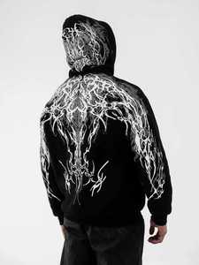 <span class=keywords><strong>Felpe</strong></span> con Cappuccio Stile Dark per Coppie, Stampa Spada Magica Fluorescente, Top da Biker Streetwear - Product Image 4