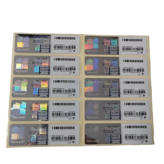 6Month Warranty Genuine Professional OEM License Global Online Activation Silver Label for Win 11 Pro Key 25 PC Code COA Sticker