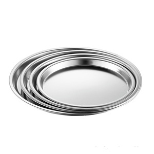Bandeja redonda de acero inoxidable para servir y servir, bandeja para el desayuno, decoración elegante de granja, platos para servir, bandeja para platos - Product Image 4