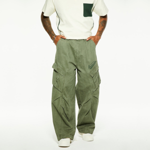 Logo personnalisé rétro avec poche jambe large <span class=keywords><strong>toile</strong></span> jean droit motif plat avant taille moyenne pantalon cargo pour hommes - Product Image 1