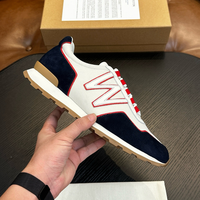 SUHE Baskets Rétro Homme en Daim Tricolore et Maille, à Lacets, Motif Géométrique, Légères, Anti-Odeur, Toutes Saisons