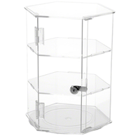 Exhibidor de Acrílico para Relojes y Anillos, Hexagonal, con 3 Estantes, Base Giratoria con Cierre, Moderno y Ecológico