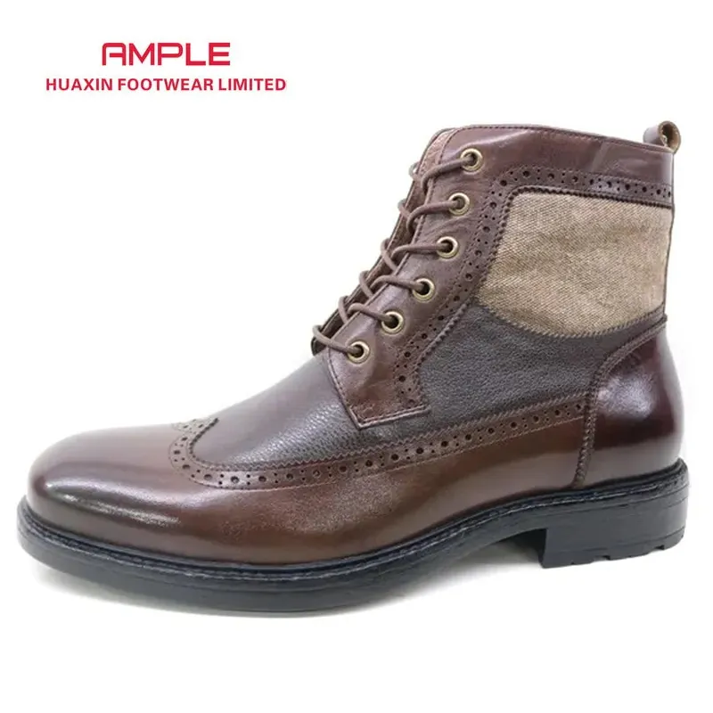 Bottes à la mode hommes chaussures habillées en cuir hommes toile talon botte pour hommes chaussures