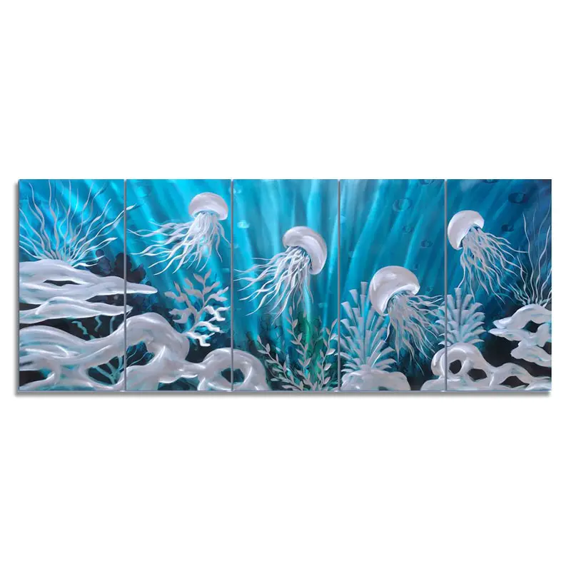 3D Metal Arts Painting Aluminum On Wall Art Jelly Fish Metal Art Ornament