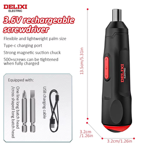 Juego de Destornilladores Inalámbricos Industriales Profesionales Multitipo Delixi Diy con Torque de 12v 3n.m a Bajo Precio - Product Image 3