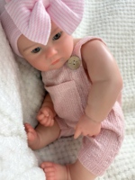 Poupée Reborn Artisanale de 18 Pouces, Corps Entier en Silicone Souple, Bouche Ouverte, Nouveau-né Réaliste, Fille Rêveuse, Nœud Papillon, Jouet Doux Tendance