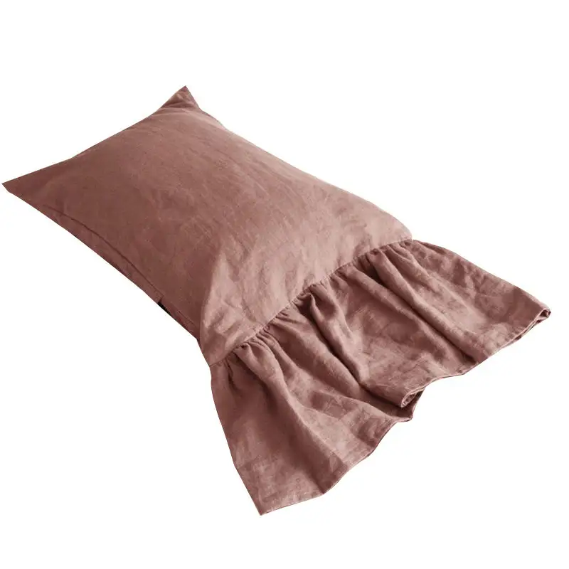 Luxury European Beautiful Super Soft100 Pure Fine Linen/Flax Fishtail Pillowcase Cover For Bedroom