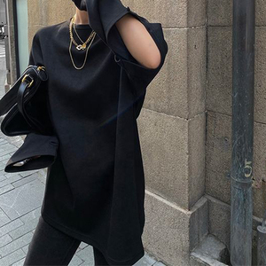 High Quality New Designer Hoodie <strong>Long</strong> Sleeve Pullover Casual Hollow Out Black <strong>Ladies</strong> <strong>Sweatshirt</strong> - Product Image 3
