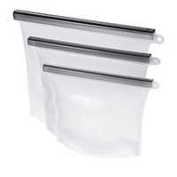 Bolsas de Silicona para Almacenamiento de Alimentos con Código de Color y Cierre Deslizante, Bolsas Reutilizables para Congelador para Preparación de Comidas Familiares y Refrigerios