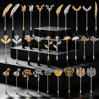 Broches et épingles de revers élégantes et personnalisées en alliage électroplaqué, motifs feuille, plume, tête d'élanch, lapin, abeille, rose, style minimaliste