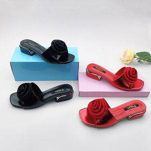 Y 37-42 vendita calda all'esterno pantofole con <span class=keywords><strong>tacco</strong></span> <span class=keywords><strong>medio</strong></span> squadrato decorate a rosa Casual e <span class=keywords><strong>comodi</strong></span> <span class=keywords><strong>sandali</strong></span> con <span class=keywords><strong>tacco</strong></span> basso - Product Image 3