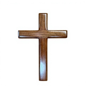 Sculpture murale en bois en forme de croix, décoration religieuse pour la maison, salon, baptême, design Art Déco, lavable, emballage en une seule pièce - Product Image 1