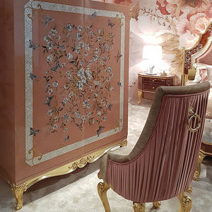 Muebles clásicos de diseño italiano tallado decorativo Color rojo Antiguo Gabinete lateral madera maciza Villa dormitorio gabinete de almacenamiento - Product Image 2