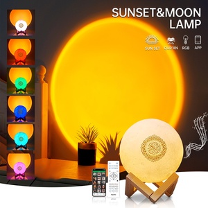 Equantu chaud coucher de soleil lumières coran haut-parleur lune lampe cadeau musulman contrôle de l'application à distance mot par mot lecteur coran - Product Image 5