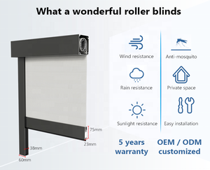 बाहरी ज़िप स्क्रीन मोटर चालित वाटरप्रूफ विंडप्रूफ ऊर्ध्वाधर अंधा ज़िप ट्रैक अंधा - Product Image 3
