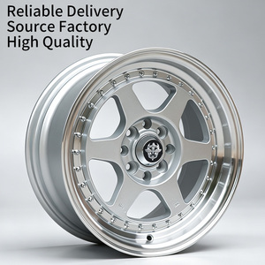 Jantes Flowtone, jantes en alliage de rechange 4x100/108 4x100/114.3 pour voitures, jantes de voiture en alliage de 15 pouces avec rivets en stock, homologuées DOT/TUV - Product Image 1