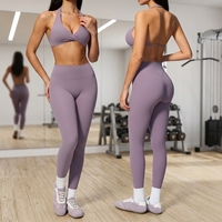 Setelan Olahraga Wanita 6 Potong Elastis Tinggi Slim Solid/Print Cepat Kering Peregangan Empat Arah Pakaian Yoga Fitness Model 4208
