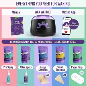 Waxing <b>Kit</b> for Brazilian Wax - Easy to Use - for Sensitive Skin - Digital Display, Black Purple Flower - Product Image 3