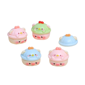 Sombrero 3D KI xiduo, dibujo animado de <span class=keywords><strong>cerdito</strong></span>, accesorios hechos a mano, material para pinzas de pelo, resina adhesiva, pequeño - Product Image 3