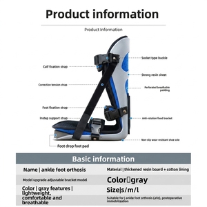 Attelle de nuit anti-rotation pour <span class=keywords><strong>pied</strong></span> tombant de 0,4 kg avec doublure amovible et stabilisateur à plaque d'acier pour la récupération après une chirurgie de la tête fémorale - Product Image 2