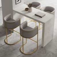 Tabouret de bar en velours de luxe avec pieds en aluminium, moderne, léger, personnalisable, pour hôtel, café et magasin