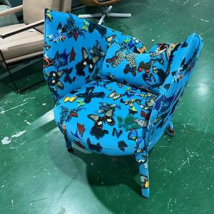 <span class=keywords><strong>Fauteuil</strong></span> d'appoint moderne de luxe avec dossier en forme d'aile de papillon, chaise sculpturale géométrique haut de gamme, velours bordeaux sur mesure - Product Image 6