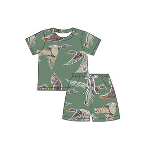 Nouveau été à manches courtes Shorts enfants 2 pièces tenue personnalisé sud imprimé lait soie bébé enfants garçon ensemble de vêtements - Product Image 2